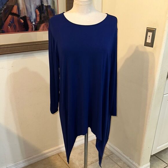 Chico’s Elegant Blue Asymmetrical Tunic Size 3-XL - Picture 4 of 11